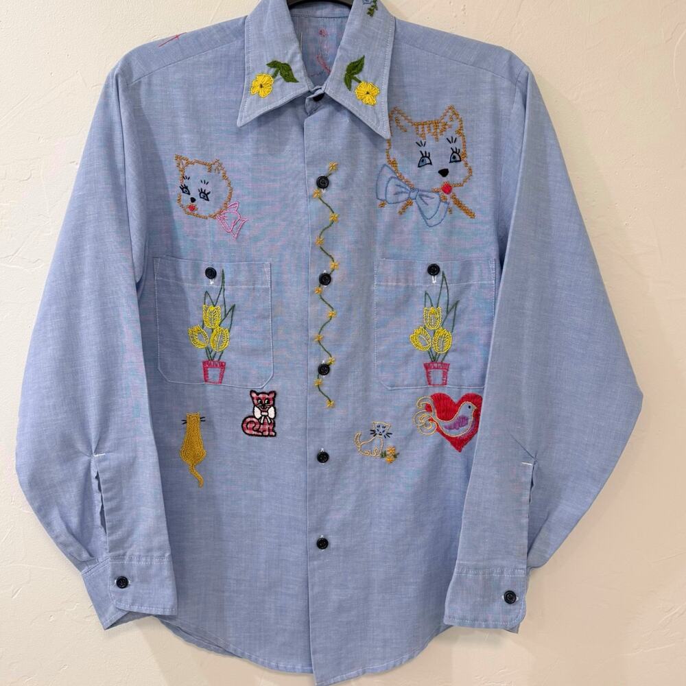 One of a Kind Handmade, Embroidered Cat themed with Accents